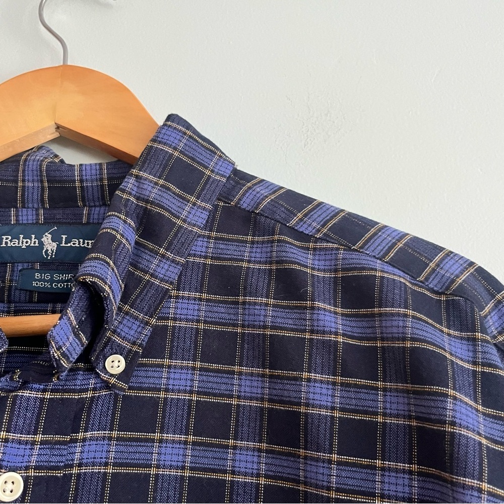 Men’s NWT Ralph Lauren The Big Oxford Shirt Button Size Large 100% Cotton Plaid - Picture 2 of 11